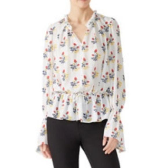 Derek Lam Floral Print Women's Top - White Size 38 - Picture 1 of 2